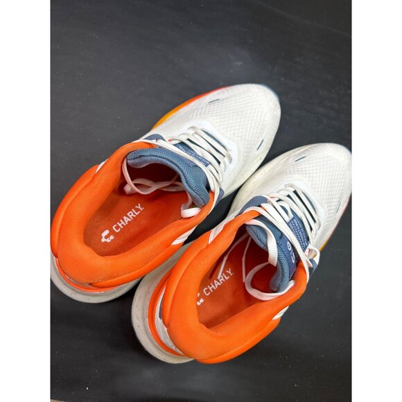 Charly Mens Running Shoes Size 8.5 USA Cushioning White/Orange - Picture 7 of 8